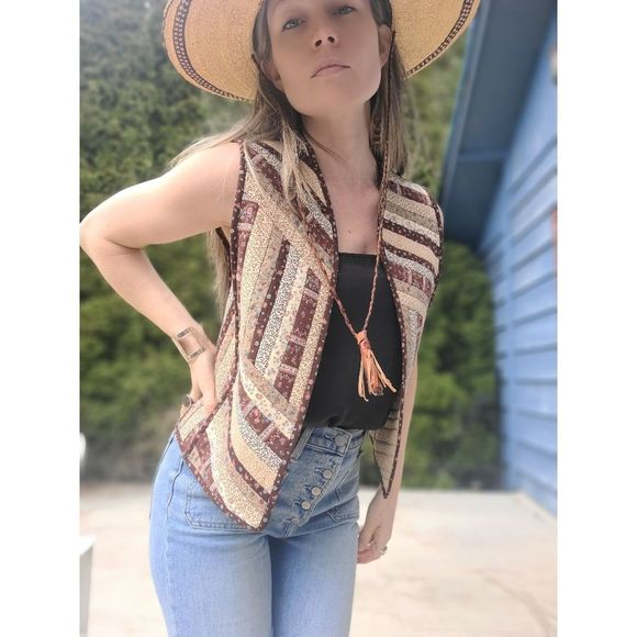 The Hester Handmade Quilted Cotton Vest Cottagecore Rustic Sz M - Picture 5 of 11